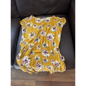 Women’s Apt 9 Yellow Floral Dress With Pockets Short Sleeve Sundress